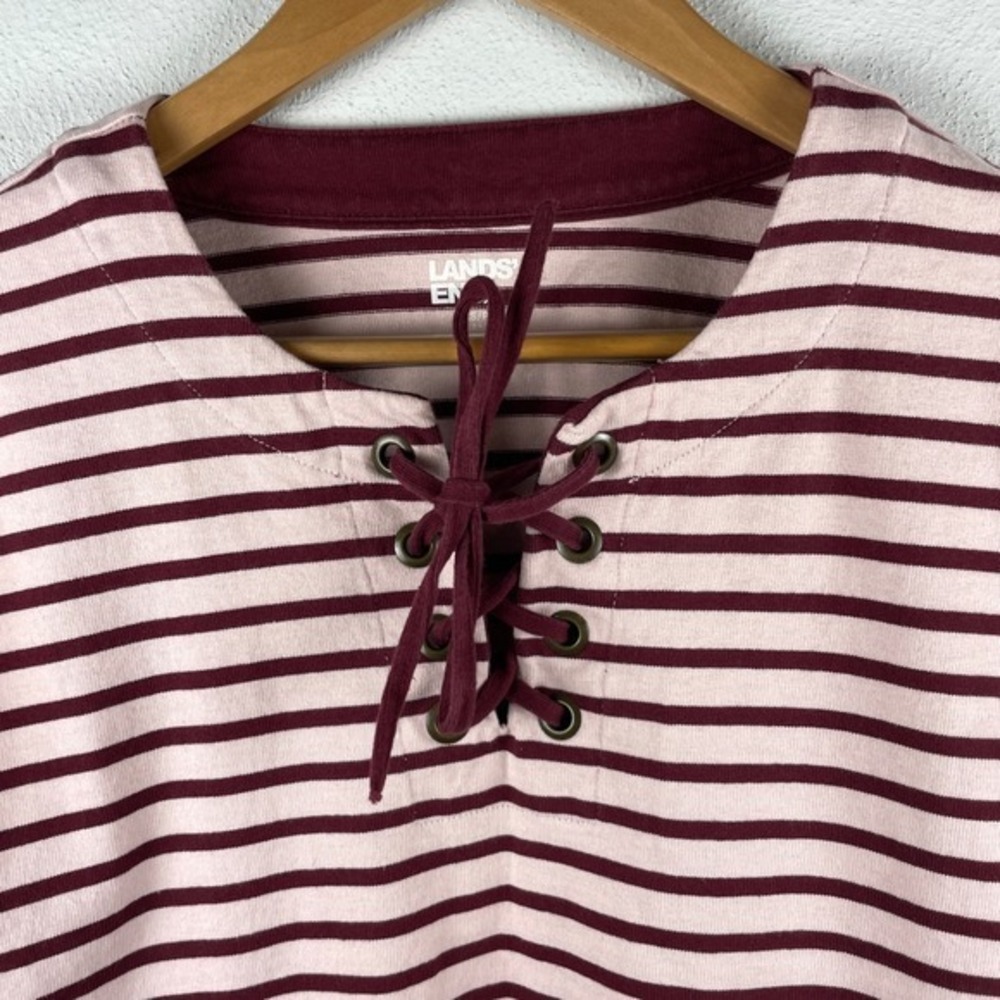 Lands' End Sz XS 100% Cotton Striped Lagenlook 90s Outdoors Classic‎ Logo - Picture 9 of 12